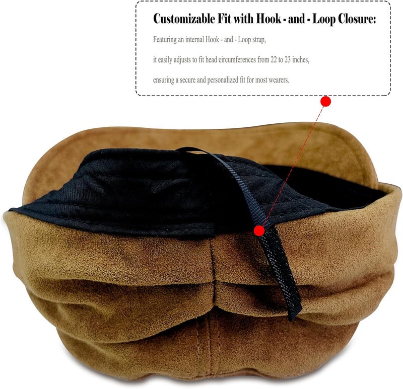 huablo Women's Suede Flat Top Newsboy Cap - Soft Brim & Hook - and - Loop Adjustment - Fall Winter Cabbie Paperboy Hats - Image 5